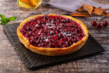 Tasty homemade pie with cherry