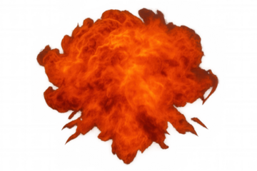 Realistic fire burning effect isolated on transparent background, perfect for compositing into visual effects