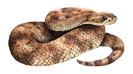 Naklejka premium A watercolor vector painting of a mother snake with her kid, isolated on a white background. Mother snake vector.