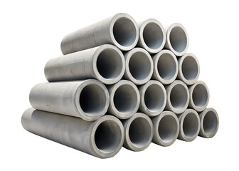 Fototapeta premium Stacked Concrete Pipes on a Background construction building isolated on a transparent background