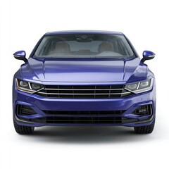 Naklejka premium Blue sedan car front view on white background automobile