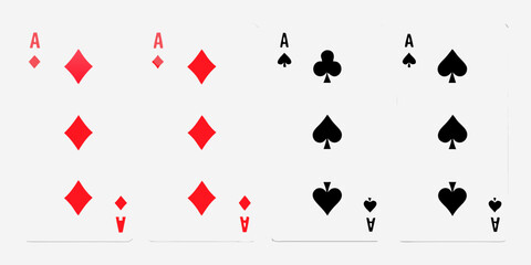 Four Aces Playing Cards Isolated on White Background Casino Game Concept