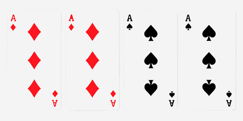Four Aces Playing Cards Two Red Diamonds and Two Black Spades