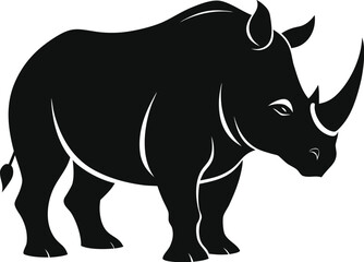 Majestic rhino silhouette on clean white background