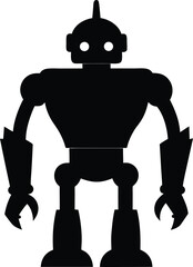 Futuristic robot silhouette on white background