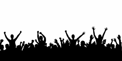 Silhouette of Excited Crowd Cheering at Concert