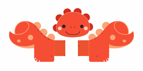 Cute Red Dinosaur Papercraft Template