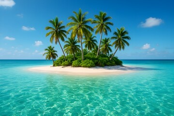 Tropical Island with Clear Blue Water
