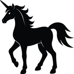 Elegant unicorn silhouette on white background