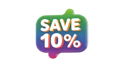 Save 10 discount tag isolated on transparent background