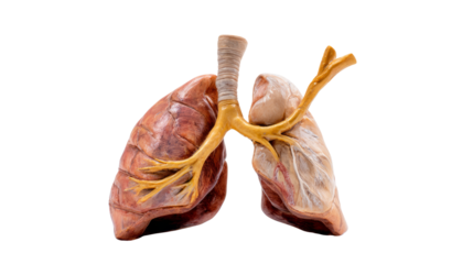 Detailed anatomical lungs model medical science transparent background studio environment educational viewpoint
