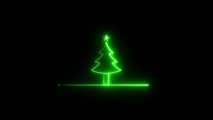 Neon Christmas tree animation, color shift with blink. Glowing neon Christmas tree icon with star, looped color blink animation. New Year tree, christmas xmas spruce. Green, - Powered by Adobe
