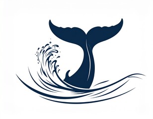 Obraz premium A stylized illustration of a whale's tail emerging from a powerful ocean wave.