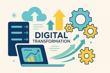 Conceptual illustration depicting digital transformation for business growth and technological