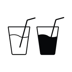Drink Glass Icon with Straw