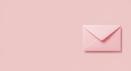 A single light pink envelope rests on a solid light pink background conveying a sense of simplicity and elegance.