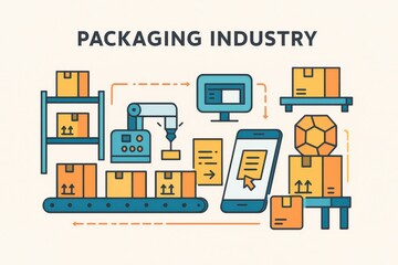 Illustrative representation of the intricate automated packaging industry process