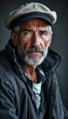 Obraz premium Detailed portrait of a seasoned sailor with rugged, confident maritime presence.