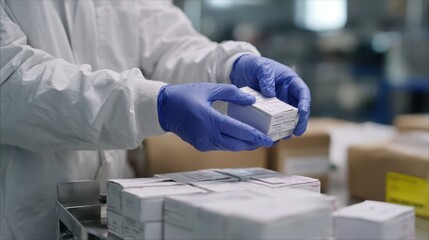 Close medium shot of technician exchanging vaccine shipment in cold storage area showcasing critical moment in Lassafever vaccine distribution.