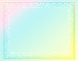 Delicate, pastel-hued backdrop featuring an intricate, white lace-like border, creating a soft and airy design.