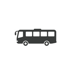 Black Silhouette Icon of a Bus on White Background