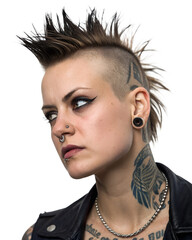 young punk woman isolated on transparent background png