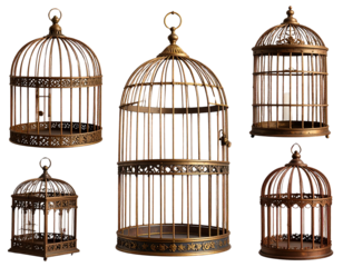 Collection of Six Vintage Style Birdcages in Varied Shapes and Designs 
