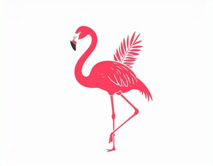 Obraz premium A stylized illustration of a flamingo, presented in vibrant pink, set against a plain white background.