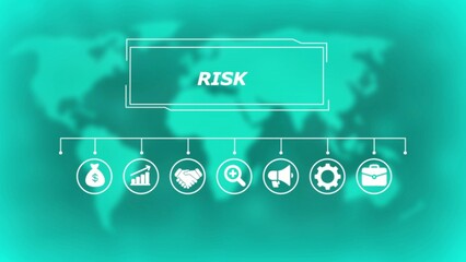 Global risk management infographic with icons and world map background global business