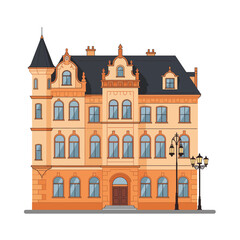 Fototapeta premium Ornate historical building with a street lamp architecture