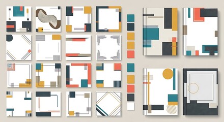 Modern Geometric Social Media Post Templates with Abstract Shapes.