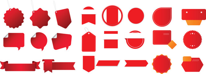 Red Sales Tags and Labels Silhouette Vector Illustration