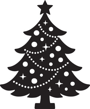 Christmas Tree  Silhouette Vector 