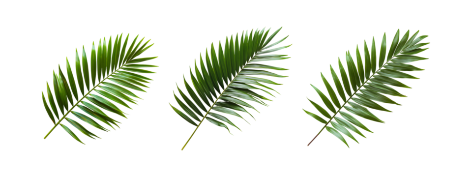 Set of Fresh palm leaf  isolated on transparent background, PNG format, cut out