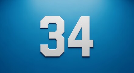 Obraz premium Number Thirty-Four on Blue Background.