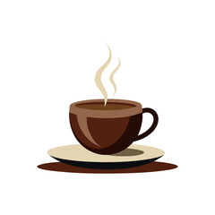 a steaming cup of coffee on a matching saucer vector art