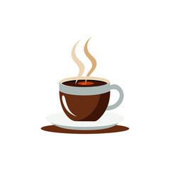 a steaming cup of coffee on a matching saucer vector art