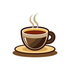 a steaming cup of coffee on a matching saucer vector art