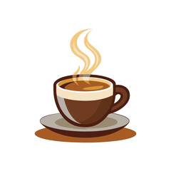 a steaming cup of coffee on a matching saucer vector art