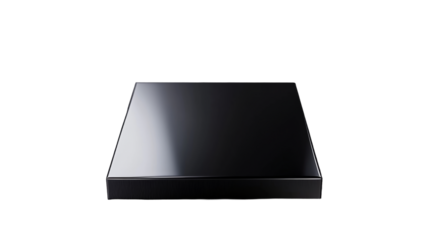 Sleek black external hard drive on white background