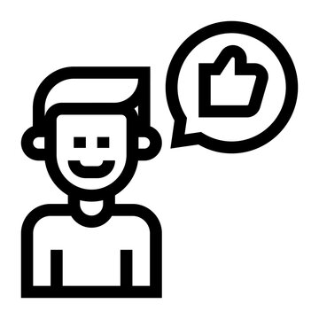 Icono de usuario satisfecho. Cliente feliz, aprobaci&oacute;n, conformidad, recomendaci&oacute;n. Persona sonriente y pulgar arriba. Ilustraci&oacute;n vectorial
