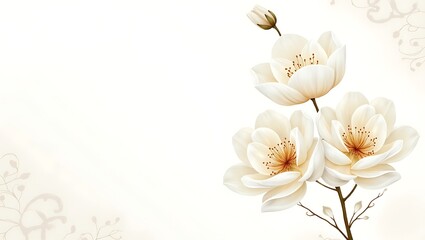 Elegant White Flowers with Gold Accents on Textured Background