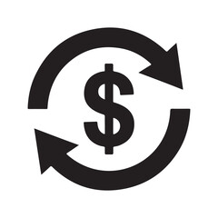 Obraz premium Black dollar sign with circular arrows currency money