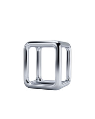 Obraz premium Shiny metallic geometric cube with smooth edges on white background