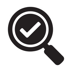 Black magnifying glass with white check mark icon search 1