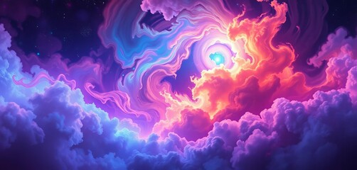 Abstract swirling nebula, vibrant cosmic dust clouds forming a fantasy game backdrop,  space,  vector background