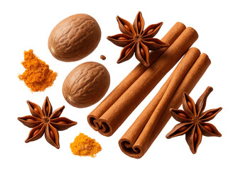 Assorted aromatic spices with autumn flavors.