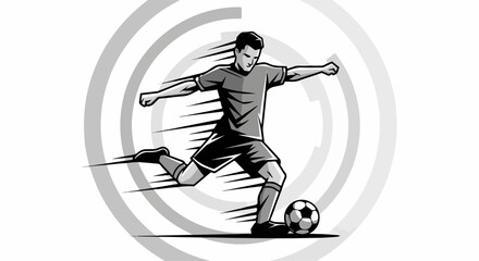 Fototapeta premium Dynamic Soccer Player in Action Kicking Ball.