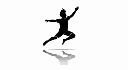 Silhouette of a Jumping Athlete with Arms Raised.
