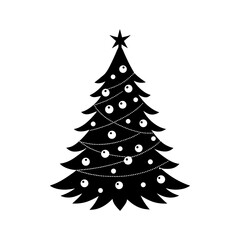 christmas tree with ornaments and lights vector art